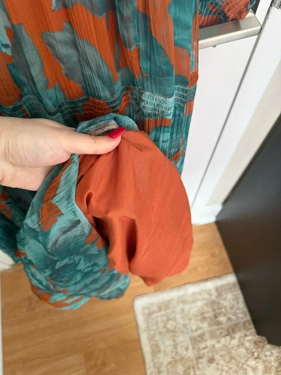 by Anthropology - The Marais Printed Tiered Maxi Dress - Brown Teal Floral - Picture 11 of 16